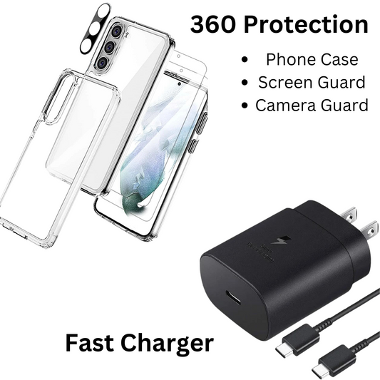 Samsung Galaxy Series Essential Accessories Bundle - Charger / Case / Protector